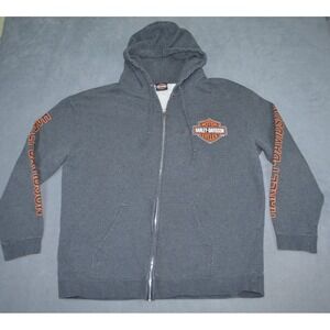 Harley Davidson Motorcycles Black Full Zip Sweatshirt Hoodie Sunbury Ohio XL